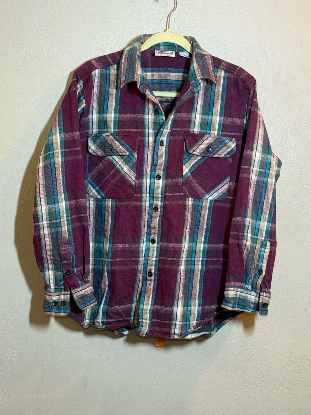 Men's Big Mike Heavyweight Flannel Plaid Button-Up Shirt Sz Lg